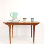 Vintage Salontafeltje | Bijzettafel Teak Fineer Messing thumbnail 4