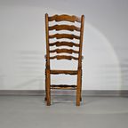 Set Of 4 Oak, Rustic, Farmhouse, Ladderback Dining Chairs With Rush Seats 1960s thumbnail 18