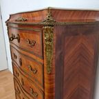 Antiek Franse Secretaire Wandkast Ladekast Met Marmer Blad thumbnail 5