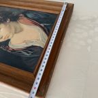 Mooie Houten Vintage Lijst Met Prent Meisje thumbnail 4