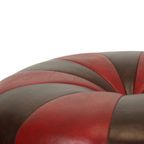 Ronde Vintage Poef Bruin Rood Tweekleurig Skai Sixties thumbnail 12