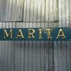 Marita, Vintage Metalen Naambord Van Schip, Boot thumbnail 8