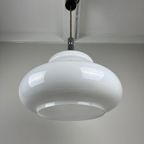 Hanglamp Opaline Melkglas Met Chroom | Vintage Midcentury 2X thumbnail 5