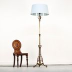 Antieke Staande Engelse Vloerlamp Roodkoper En Messing thumbnail 6