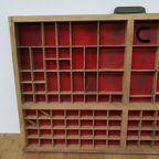 Brocante, Bruine Antieke Houten Letterbak, Wanddecoratie C thumbnail 3