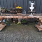 Unieke Teakhouten Drijfhouten Sidetable Wandtafel, Met Glasp thumbnail 2