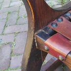 Vintage Brutalist Rocking Chair, Schommelstoel Met Tuigleer thumbnail 17