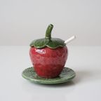 Ceramic Strawberry Sauce Jar With Lid And Spoon thumbnail 2