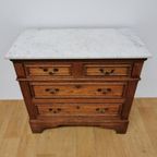 Vintage Frans Dressoir Commode, Ladekast Badkamermeubel Met Marmer Blad 207 thumbnail 5