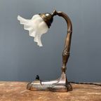 Antieke Art Nouveau Tafellamp Met Matglazen Kapje thumbnail 5