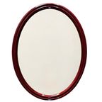 Vintage Retro Spiegel Ovaal Bordeaux Rood Kunststof thumbnail 6