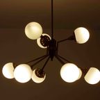 Mid-century Italiaanse Bollen Luster In Messing En Melkglas thumbnail 10