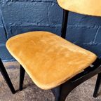 2 Vintage Stoelen In Zwart Gelakt Hout En Mosterdstof, 1960 thumbnail 6