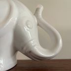 Vintage Witte Bloempot Olifant , Big Five. Wit Keramiek Moderne Bloempot thumbnail 3