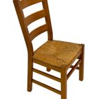 Vintage Set Van 6 Eetkamerstoelen Eiken En Riet Design thumbnail 12
