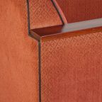 Luxe Art Deco Design Fauteuil Met Rode Stoffen Bekleding En Houten Details thumbnail 14