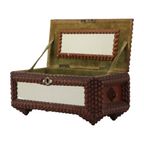 Antieke Tramp Art Doos Met Spiegels Folk Art Verzamelobject thumbnail 10