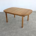 Brutalist Eettafel | Vintage Tafel | Eiken | Verlengbaar thumbnail 3