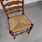Set Of 4 Oak, Rustic, Farmhouse, Ladderback Dining Chairs With Rush Seats 1960s thumbnail 24