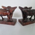 Balinese Art Deco Boekensteunen Karbauw Hout. thumbnail 5