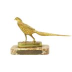 Art Deco Beeld Fazant Sculptuur Verguld Brons Marmer Jaren 20 thumbnail 2