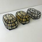 Set (2) Vintage Wandlampen, Glas In Lood - Zwart Staal thumbnail 9