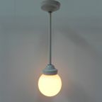 Art Deco Hanglamp Met Witte Glazen Bol thumbnail 3