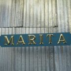 Marita, Vintage Metalen Naambord Van Schip, Boot thumbnail 5