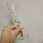 Vintage Champagne Glazen Flutes Amberkleurige Steel Geslepen Kelk (Set Van Vier) thumbnail 5