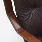 Scandinavian Bent Wood And Leather Lounge Chair 1960S thumbnail 11