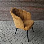 Schelp Fauteuil Oker Goud Kleurige Retro Stoel thumbnail 4