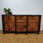 Vintage Art Deco Dressoir Wandkast Ladekast Badkamermeubel Met Marmer Blad thumbnail 2