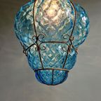 Grote Venetiaanse Hanglamp In Blauw Murano-Glas thumbnail 6