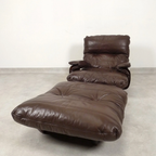 Ligne Roset Marsala - Fauteuil En Ottman - Bruin Leder thumbnail 3