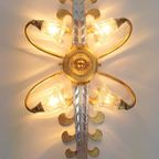2 Vintage Banci Wandlamp Bloem Murano Goud Regency Italy '70 thumbnail 8