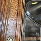 2Delig Antiek Eiken Buffetkast Met Facet Geslepen Glas En Marmer Blad, 213 Cm Hoog thumbnail 4