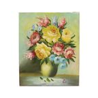 Bloemen In Vaas Stilleven Schilderij Amateur Gesigneerd 27cm thumbnail 4