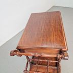 Vintage Spindle Bar Cart Hout Trolley 1970 Italië Side Table thumbnail 15