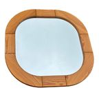 Vintage Spiegel Jaren 70 Ovale Grenen Hout Zweeds Design thumbnail 9