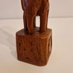Vintage Beeld Teakhouten Olifant Toren Olifant Beeldje thumbnail 8
