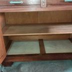 Eiken Commode Bruin Marmer En Geslepen Spiegel thumbnail 5