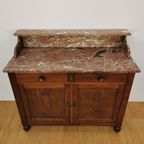 Vintage Frans Dressoir Commode, Ladekast Badkamermeubel Marmer Blad 115 thumbnail 5