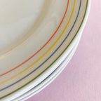 5X Vintage Gebaks / Ontbijtbord Regenboog Rand thumbnail 2
