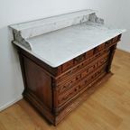 Vintage Frans Dressoir Commode, Ladekast Badkamermeubel Met Marmer Blad 113 thumbnail 11