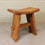 Vintage Japandi Stijl Houten Kruk thumbnail 3