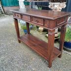 Koloniaal Teakhouten Sidetable, Wandtafel, Console thumbnail 3