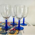 4X Vintage Luminarc Wijnglazen Donkerblauwe Steel thumbnail 3