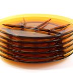 Vintage Glazen Vakjesborden Amber Duralex thumbnail 4