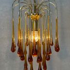 Vintage Amberkleurige ‘teardrop’ Kroonluchter thumbnail 2