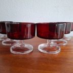 6 Vintage (Ijs)Coupes Of Dessert/Champagne Robijnrood Glazen Cavalier Luminarc Frankrijk thumbnail 2